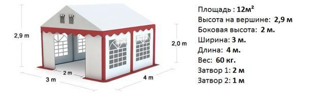 Выполню Комерческий Шатер (3м х 4м) 12 м.кв Стандарт, торговые палатки - GA.BY