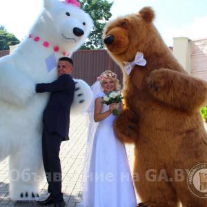 Выполню Танцевальное шоу гигантских медведей на свадьбу!