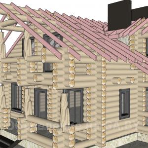 Выполню Проект деревянного дома из бревна, сруб 8х8 с террасой 8х10