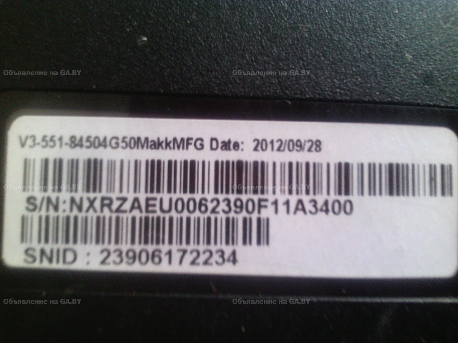 Продам Acer Aspire V3-551 SSD, 4 ядра - GA.BY